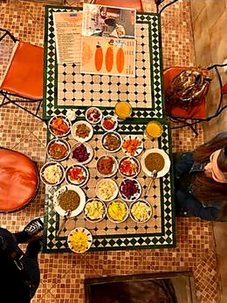 Table of Moroccan starters and salads